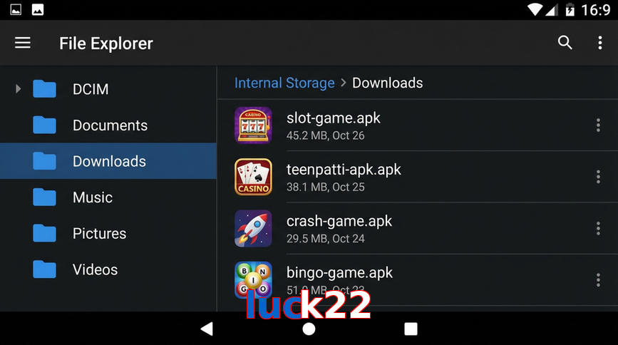 Main screen of Luck22 gameapk page for PK players